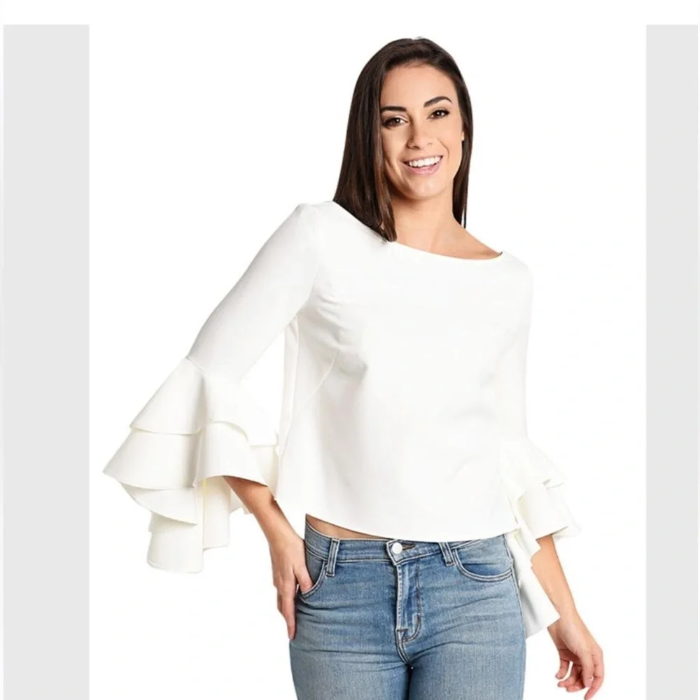 Milly Cream Ruffle Sleeve Blouse